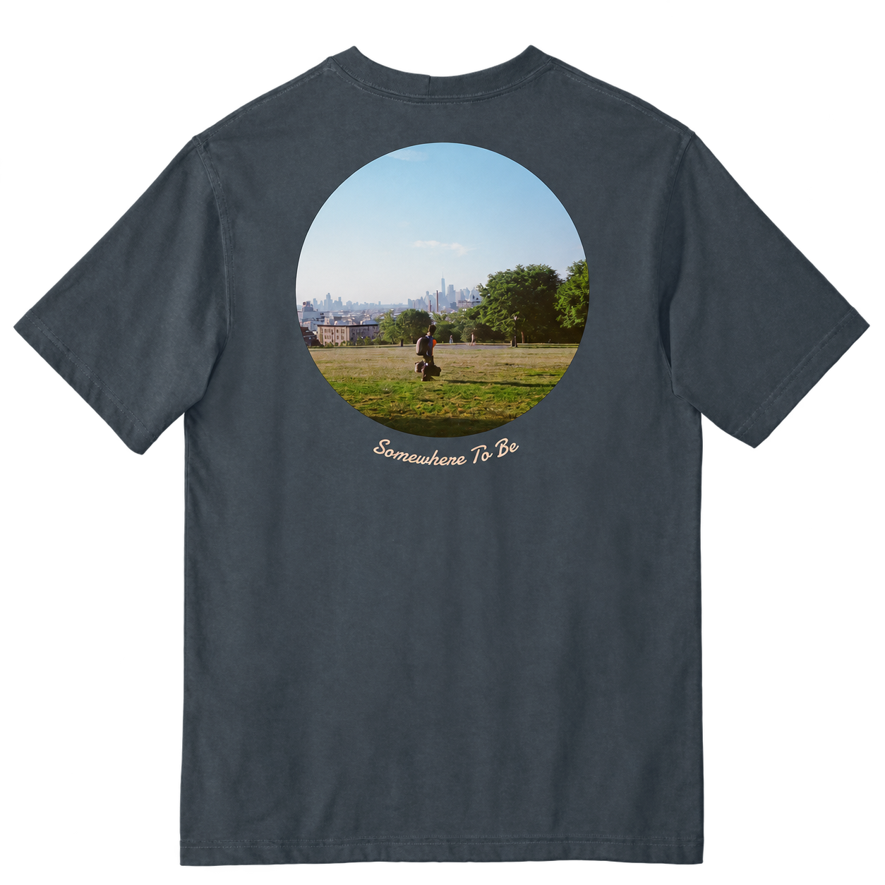 Somewhere to Be Bluestone Carhartt pocket tee back